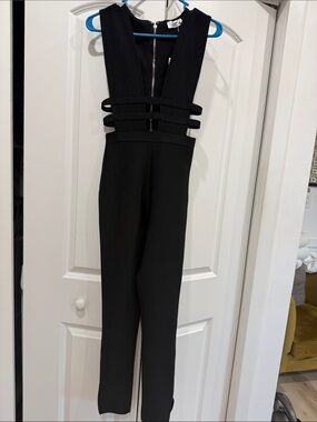 Black Strappy V-Neck Jumpsuit tiger mist